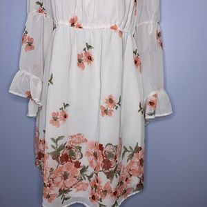Hint of Blush Dresses - Off the shoulder pink floral chiffon dress Hint of Blush Dresses - Off the shoulder pink floral chiffon dress